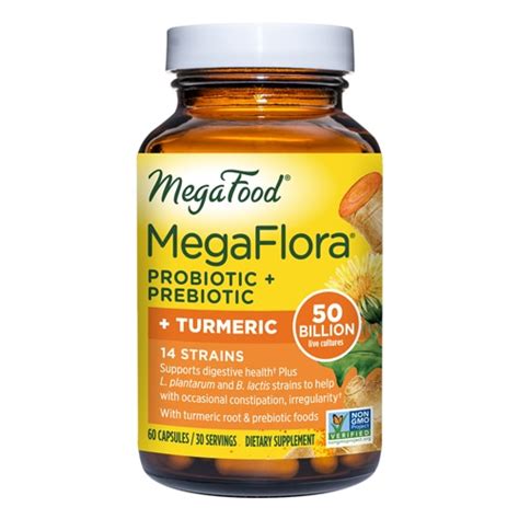 MegaFood MegaFlora Probiotic + Prebiotics + Turmeric.